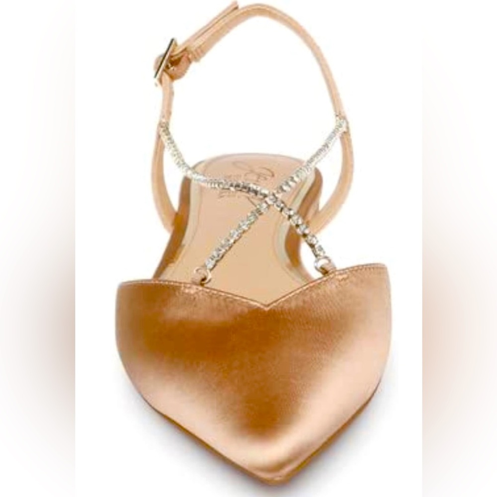 Jewel Badgley Mischka Womens Alanna Almond Nude Satin Ballet Flats Shoes new